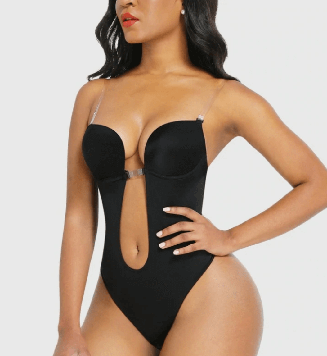 Strapless U Plunge Thong Bodysuit